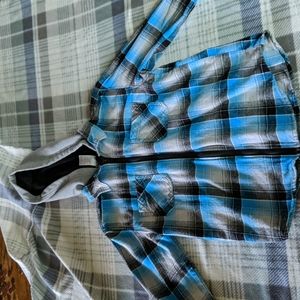 Flannel zip up hoodie boys size xl